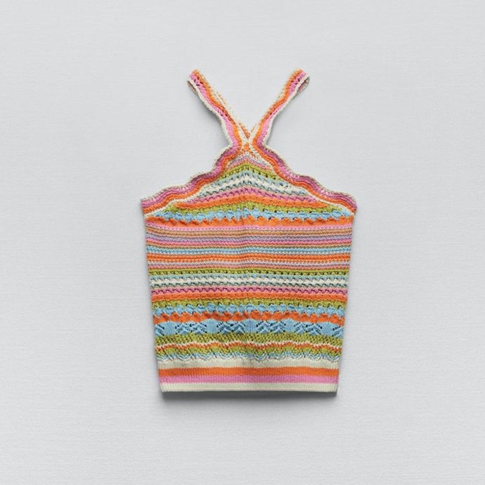 NWOT Zara Multicolor Halter Knit Top
